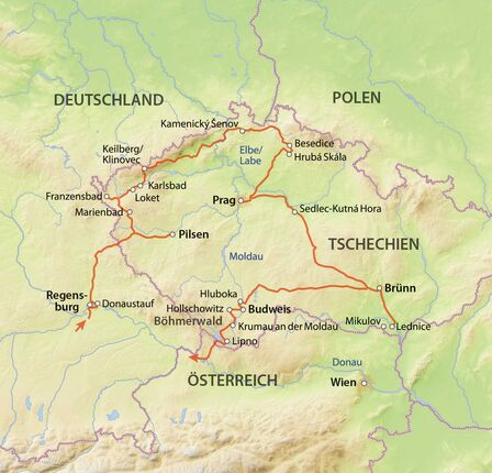 Reiseroute Tschechien.