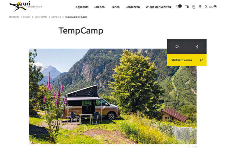 Dans le canton d’Uri, la recherche de fournisseurs d’emplacements pour camping-cars avait commencé début juin. Depuis, l’offre comporte neuf emplacements pouvant accueillir 65 camping-cars au total.