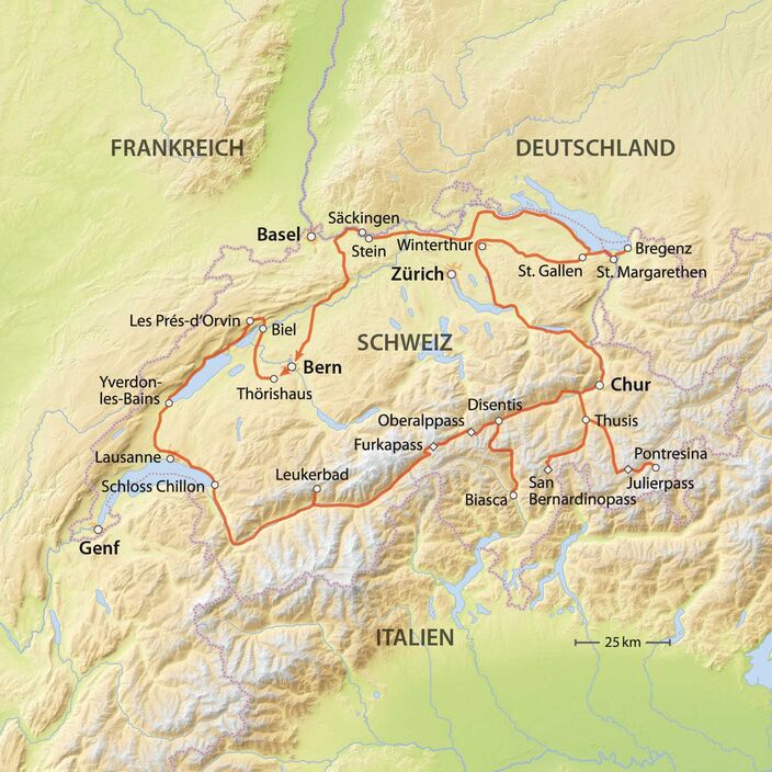 Reiseroute Schweiz