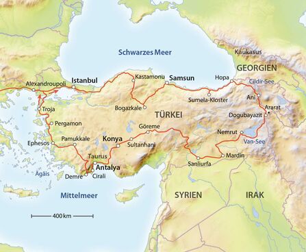 Reiseroute Türkei