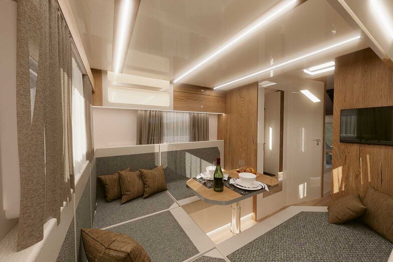 … avec dînette en cercle à l’arrière.